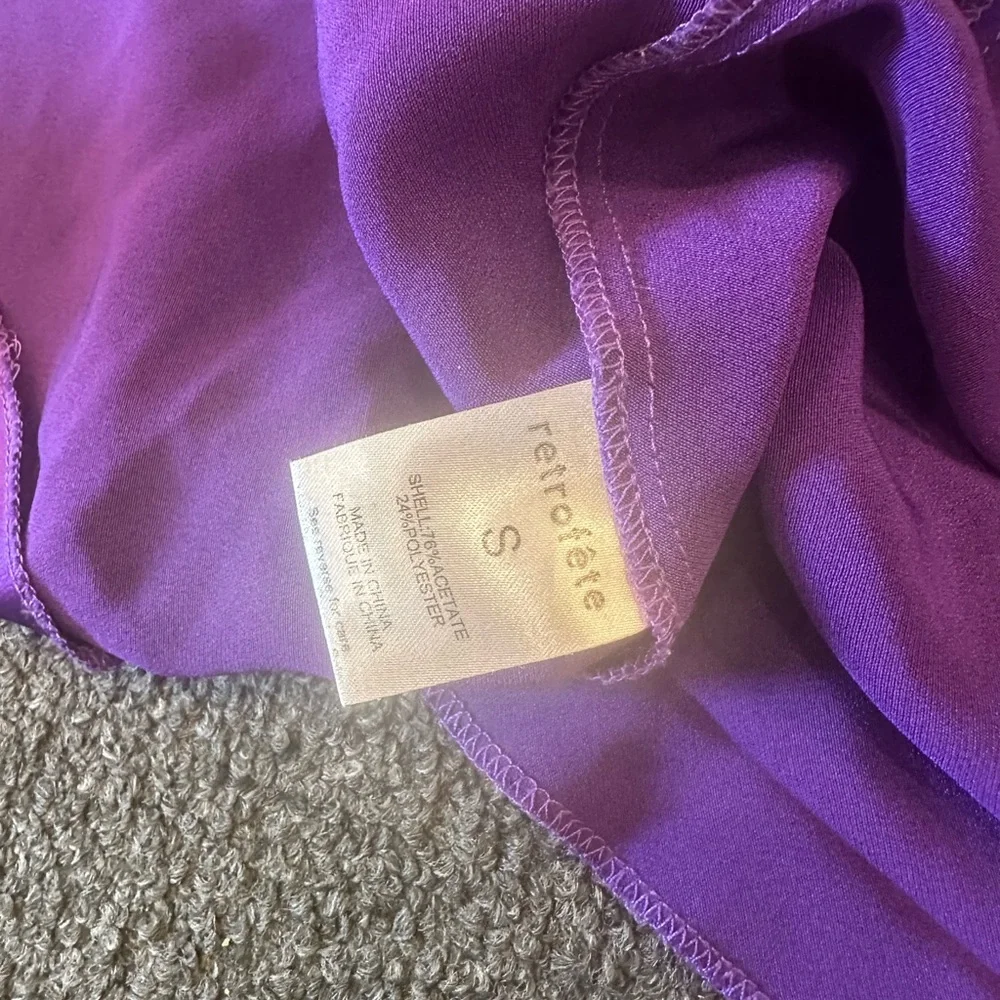 Retrofete Selma Slinky Satin Purple Cutout Low Cut Maxi Gown Size Small